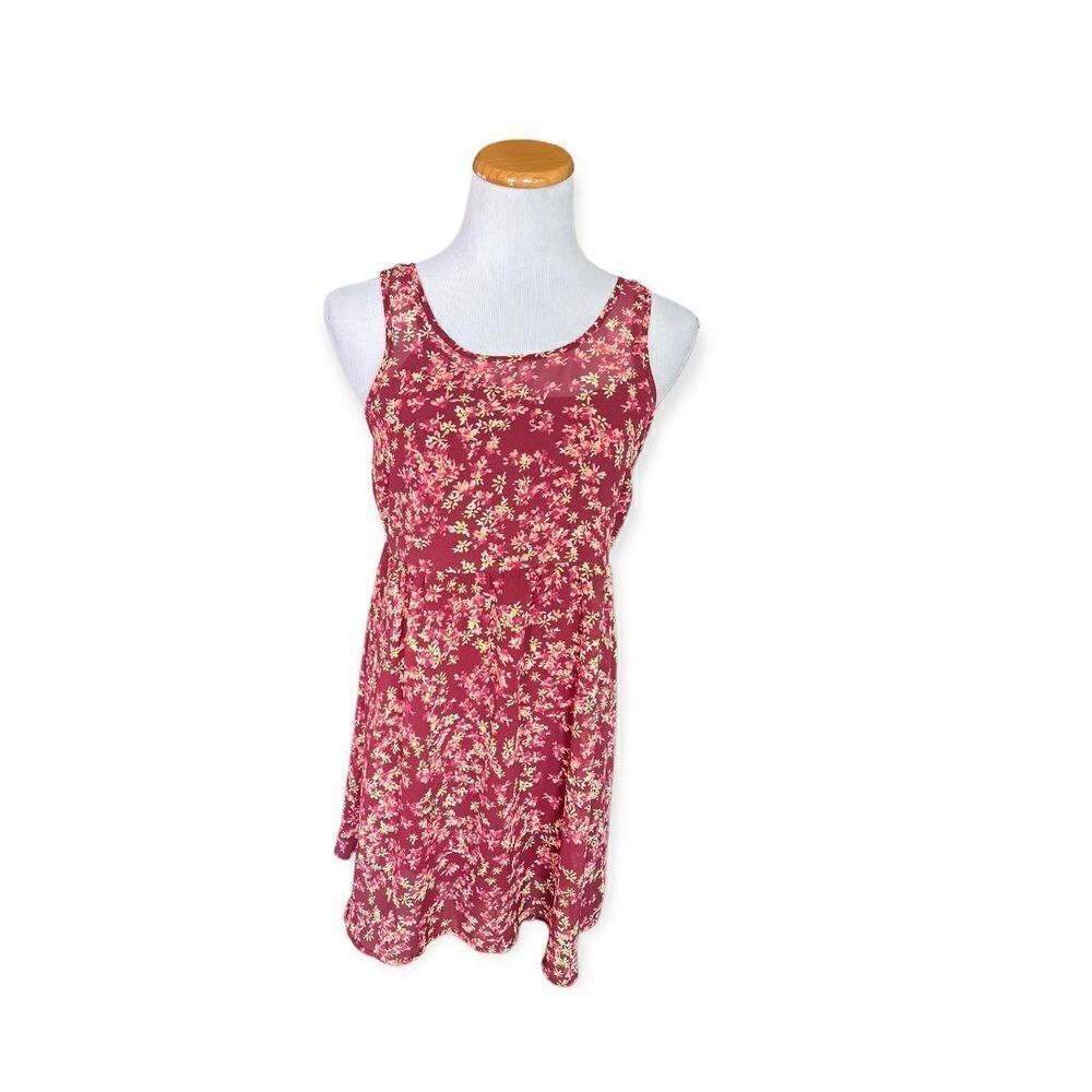 NWOT Womens Express Semi Sheer Floral Zip Back Shift Dress - Sz S